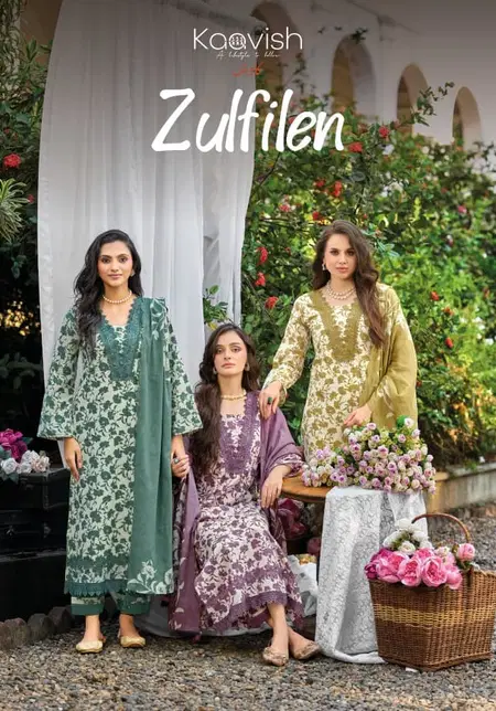 Zulfilen By Kaavish Lawn Cotton Printed Dress Material Wholesalers In India
